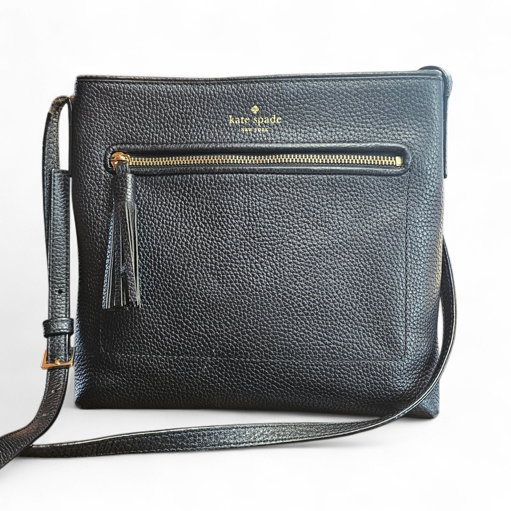 Kate Spade Black Pebble Grain Leather Chester Street Dessi Crossbody Bag